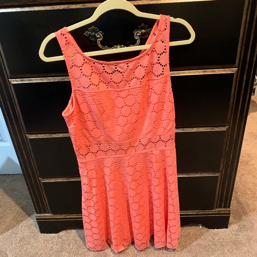 Coral eyelet dress